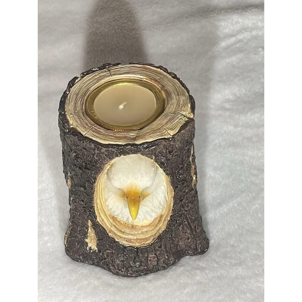 Bald Eagle tree Trunk tea light  Candle holder